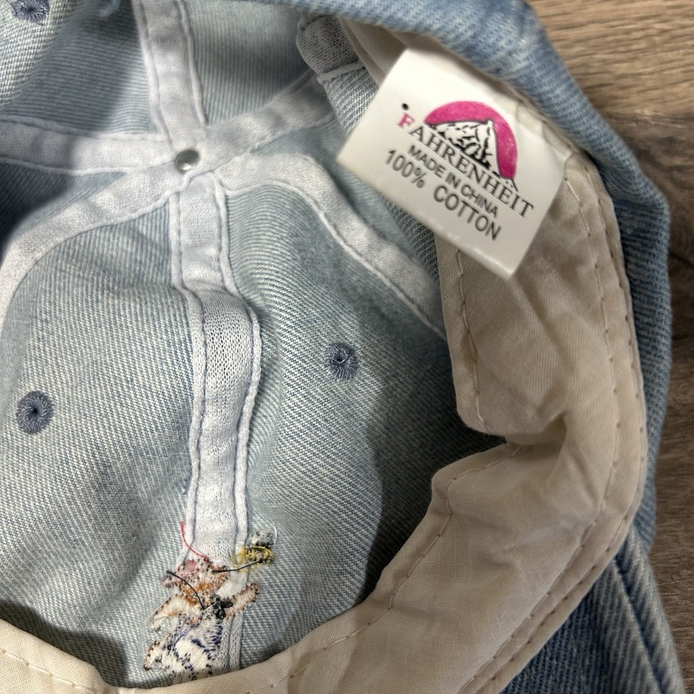 Winnie The Pooh Adjustable Hat Denim Disney Y2K center Small Logo - Picture 7 of 8